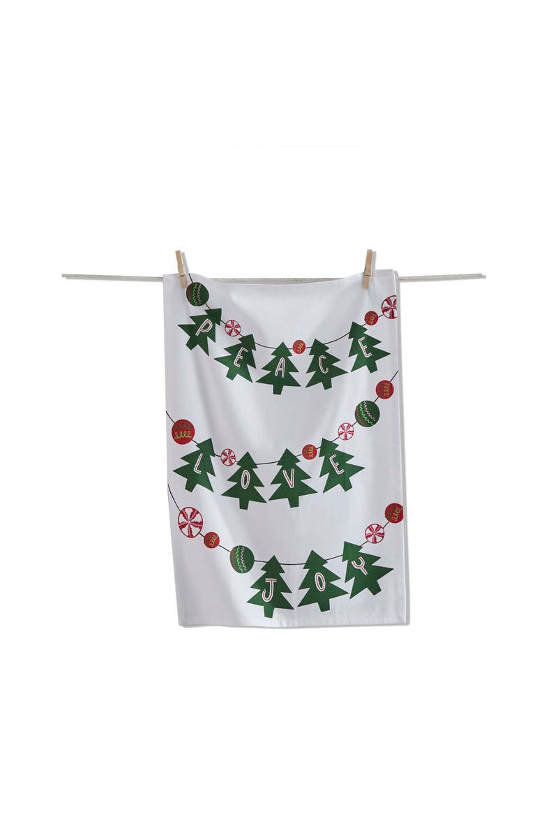 tag Peace Love Joy Tree Dishtowel Multicolor Cotton Kitchen Towel, Main, color, 