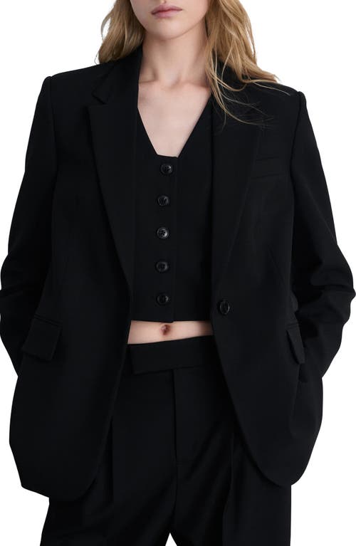 Mango Straight Fit Blazer With Flap Pockets In Black