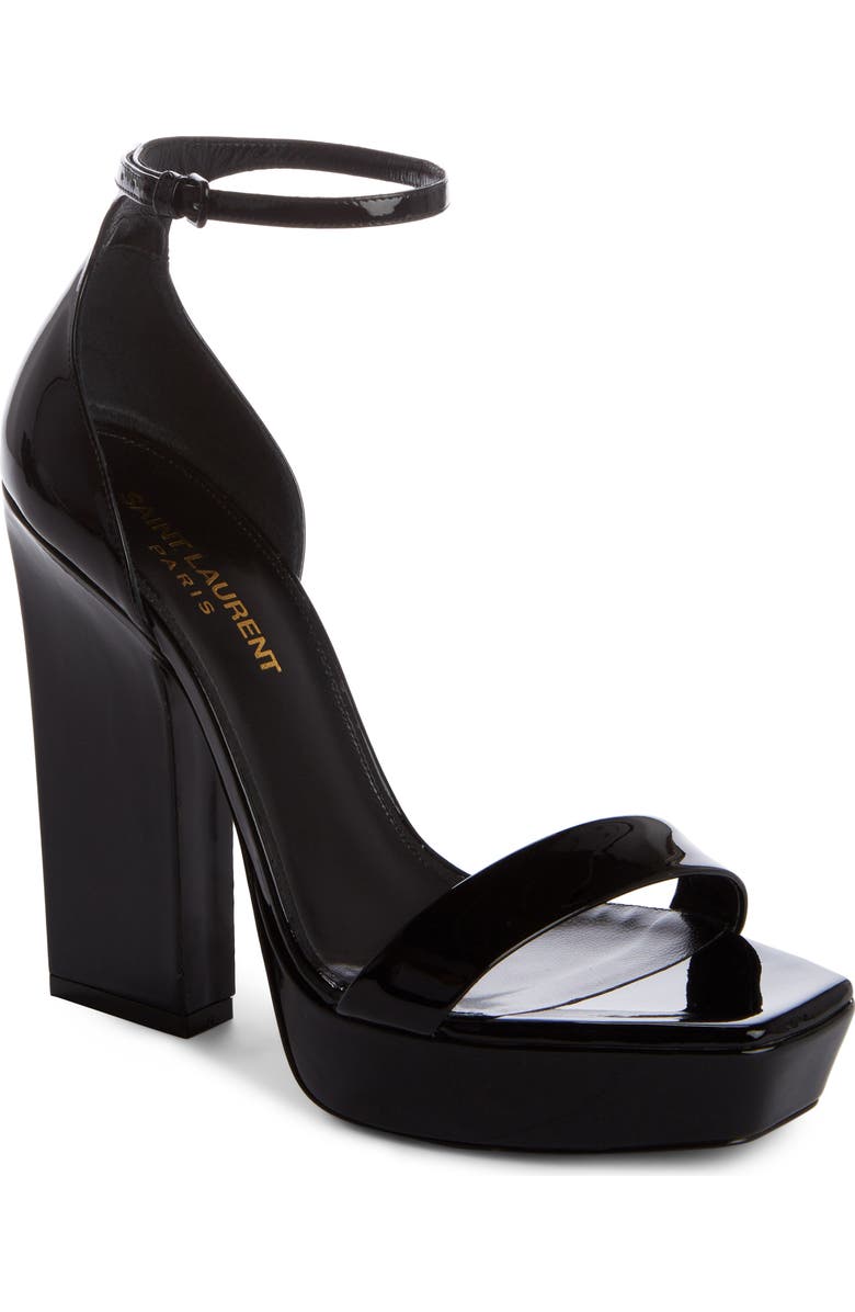 Saint Laurent Debbie Platform Ankle Strap Sandal, Main, color, Black