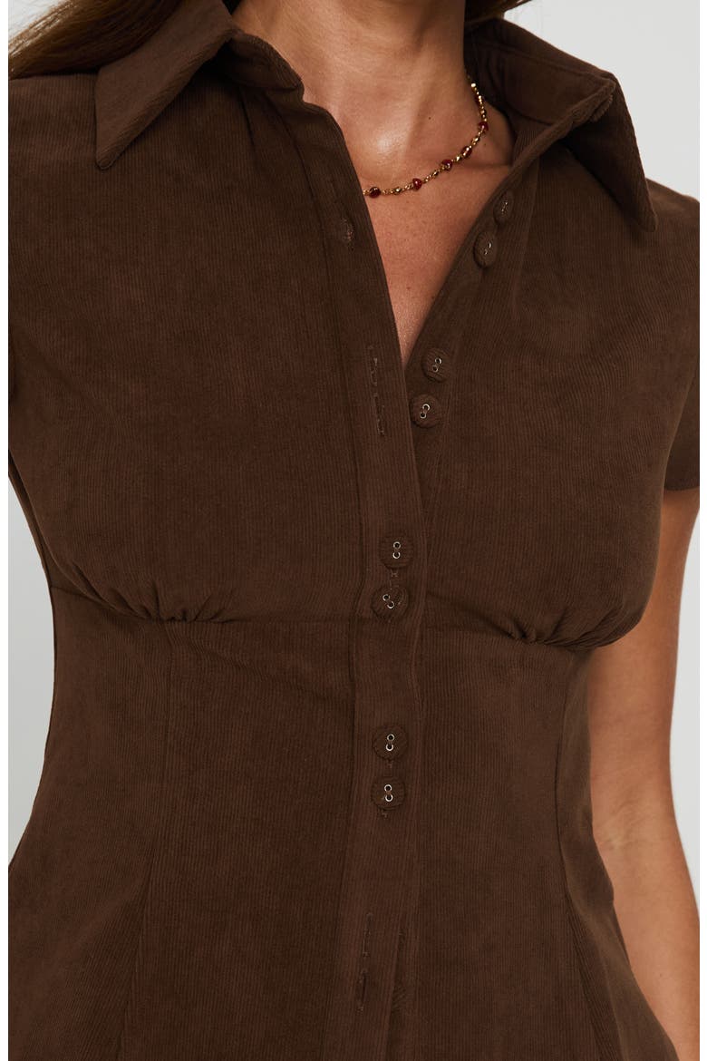 Cottesloe Fitted Corduroy Button-Up Shirt, Alternate, color, CHOCOLATE
