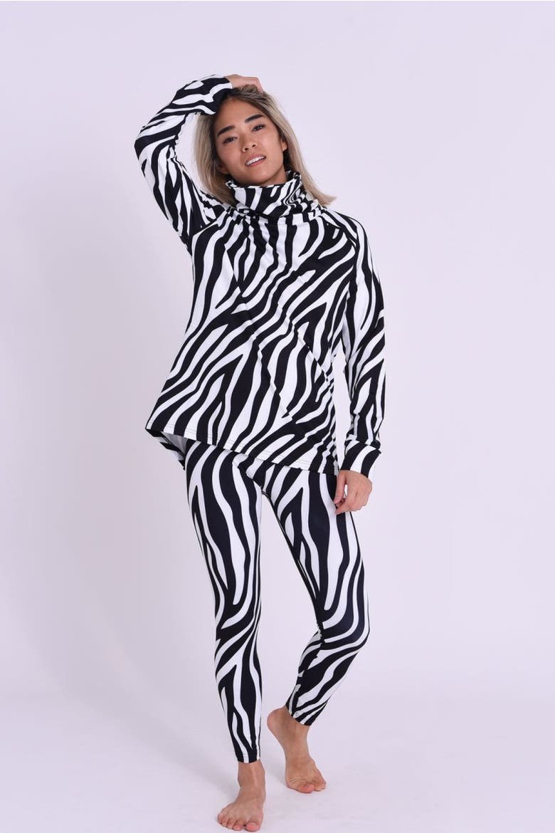 High Neck Baselayer Top - Hotel California Zebra Print Women's, Alternate, color, multi-colour