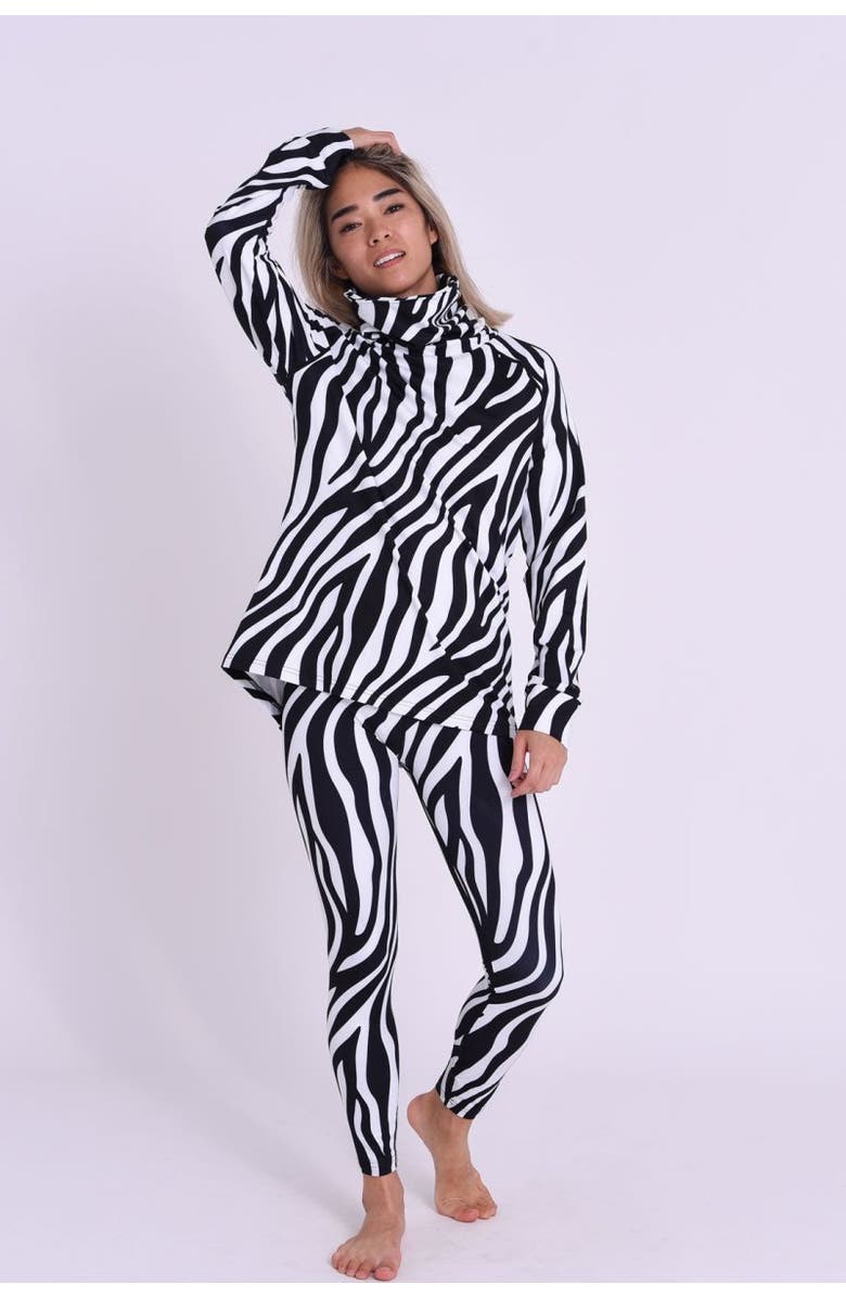 OOSC High Neck Baselayer Top - Hotel California Zebra Print Women's, Alternate, color, Multi-Colour