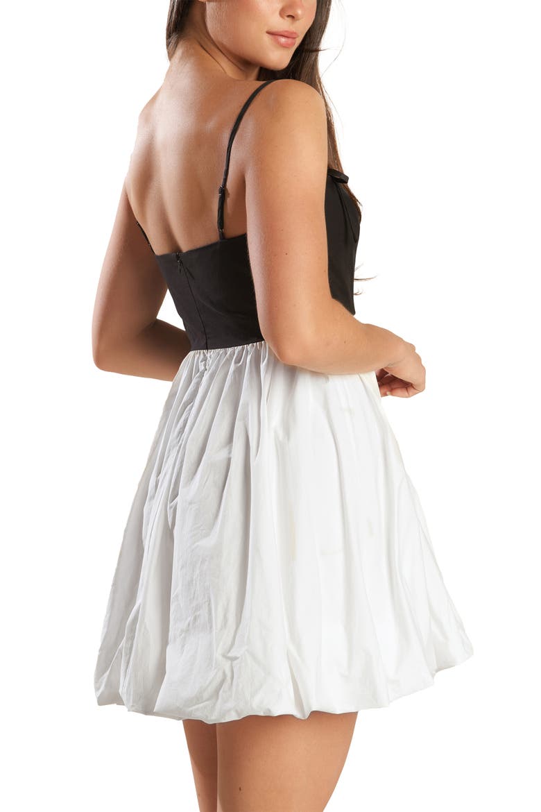 Colorblock Bubble Hem Minidress, Alternate, color, WHITE/ BLACK