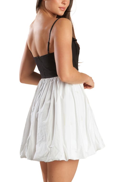 Freemarket Colorblock Bubble Hem Minidress In White/black