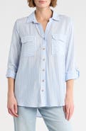 Blu Pepper Stripe Long Sleeve Button-Up Shirt