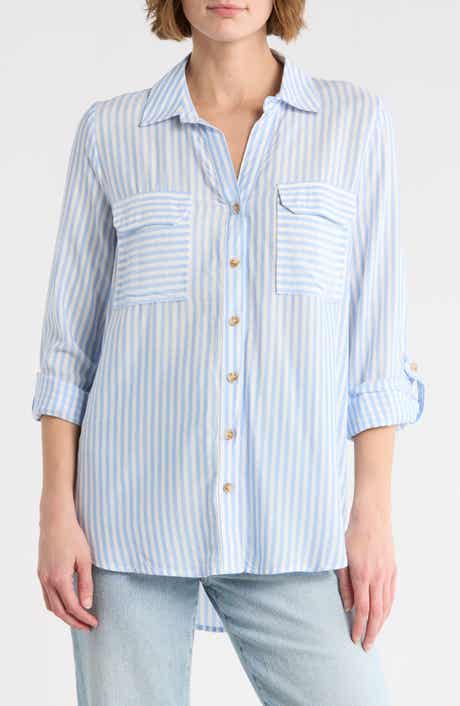Blu Pepper Stripe Long Sleeve Button-Up Shirt