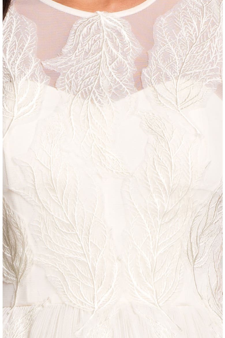 'Miyaa' Embroidered Mesh Fit & Flare Dress, Alternate, color, CREAM