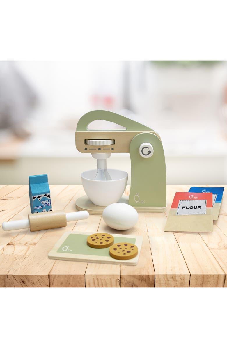 Teamson Kids Little Chef Frankfurt 10-Piece Wood Mixer Set, Alternate, color, Green