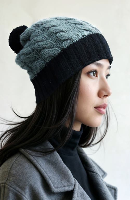 Portolano Wool Blend Pompom Beanie In Blue