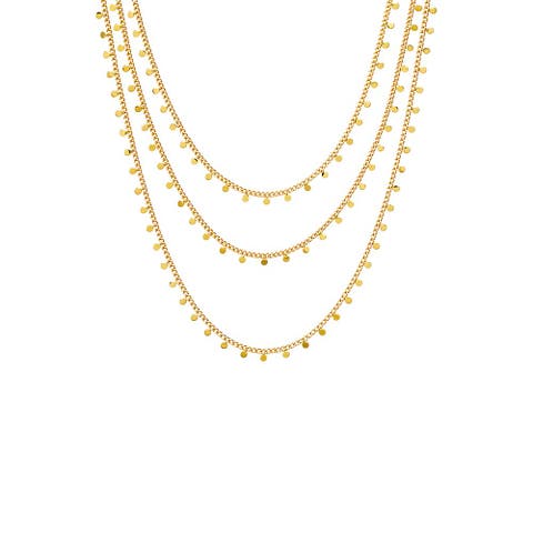 Solid Dangling Discs Cuban Link Necklace Combo Set