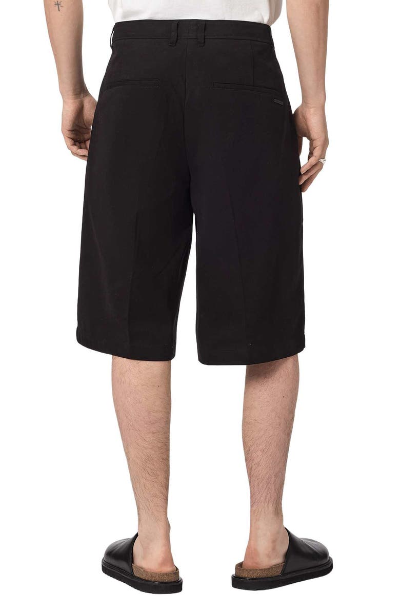 AllSaints Castro Pleated Cotton Shorts, Alternate, color, Black