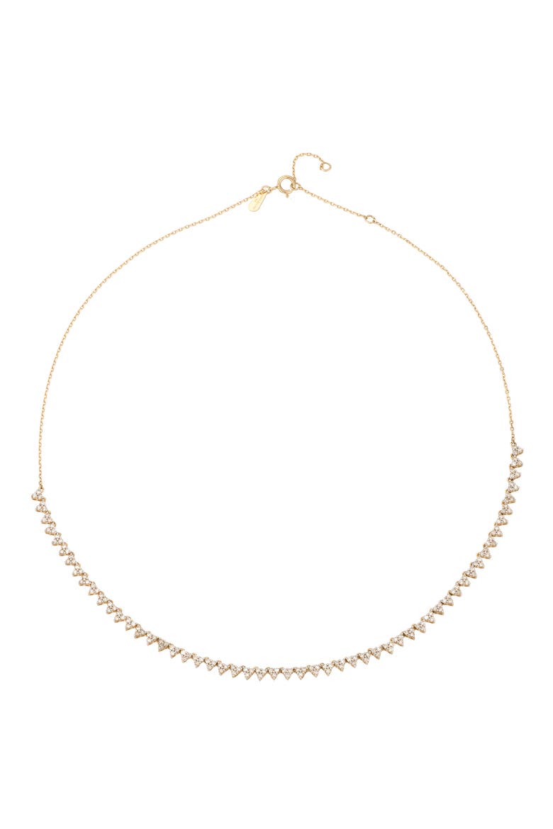 Diamond Cluster Half Riviera Necklace, Alternate, color, YELLOW GOLD
