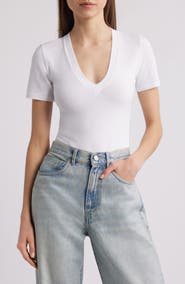 Good American Super Stretch Deep V-Neck Bodysuit