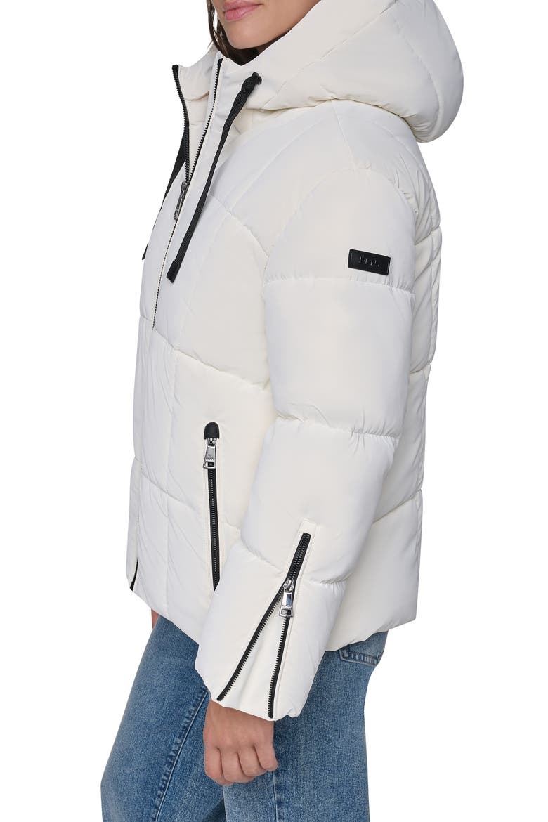Faux Leather Short Puffer Jacket, Alternate, color, PEARL