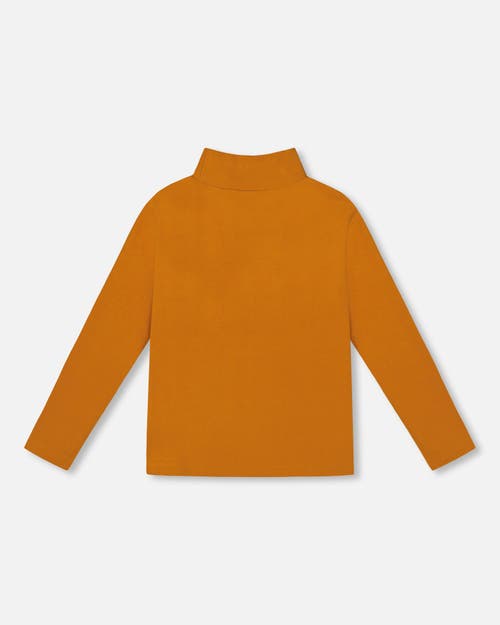 Deux Par Deux Super Soft Ribbed Mock Neck Top In Orange