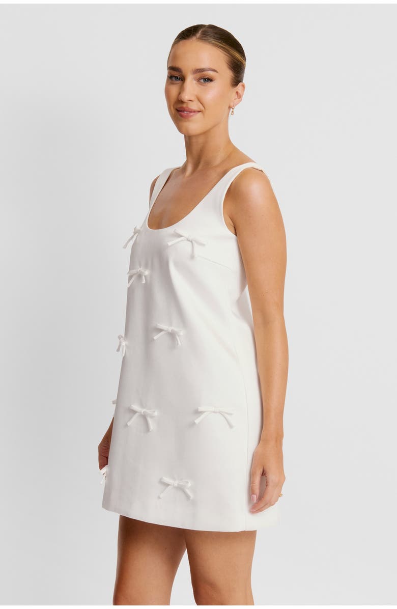 Six Stories Scoop Neck Bow Detail Mini Dress, Alternate, color, White