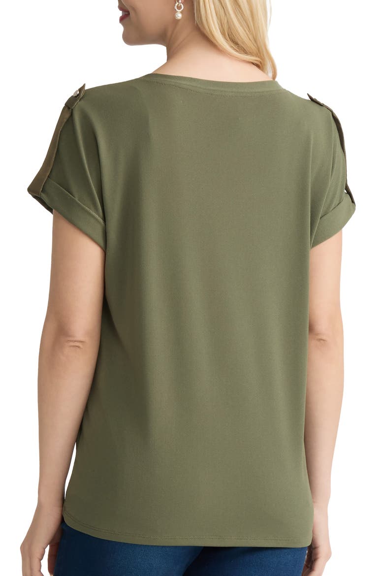 Extended Shoulder Roll Tab Cuff V-Neck T-Shirt, Alternate, color, JASPER GREEN