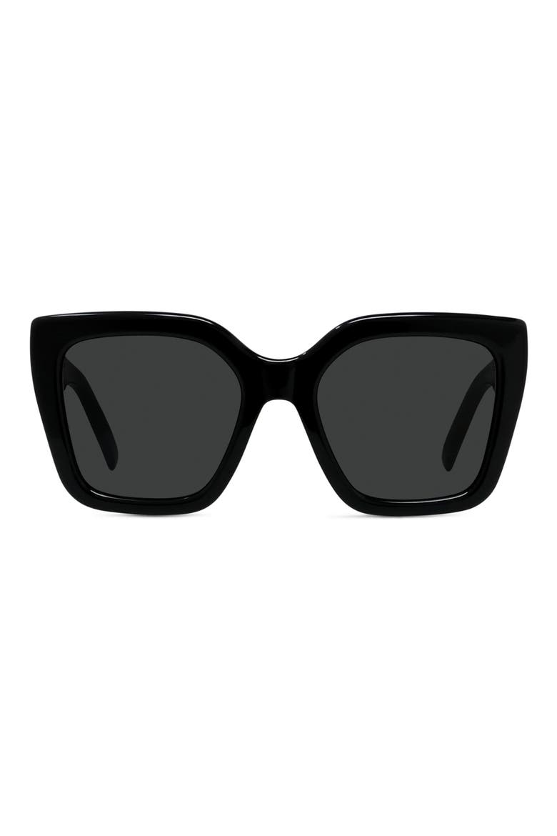 Bold 53mm Square Sunglasses, Main, color, SHINY BLACK / SMOKE