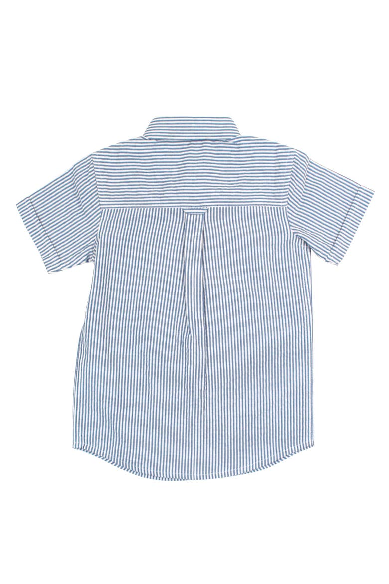 Boys Short Sleeve Button Down Shirt, Alternate, color, Classic Blue Seersucker