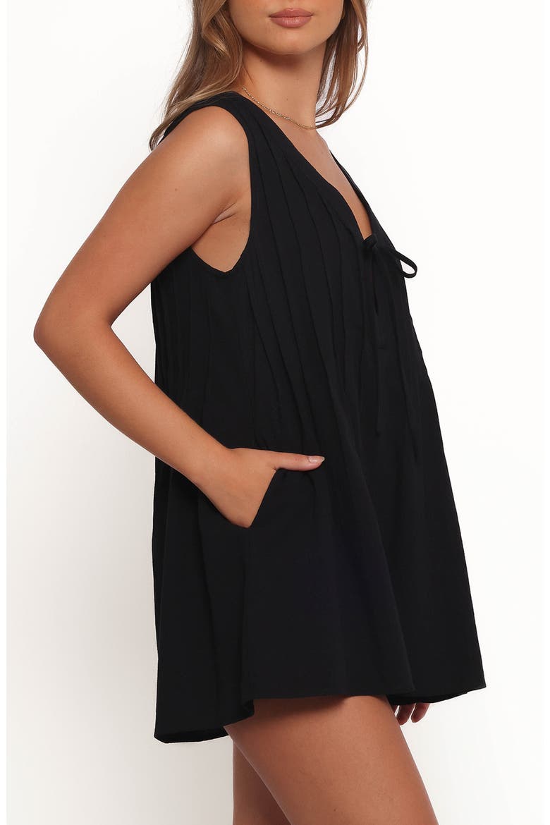 Sleeveless Cotton Tie Front Romper, Alternate, color, BLACK