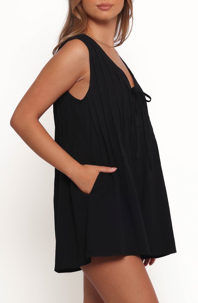 Petal & Pup Sleeveless Cotton Tie Front Romper, Alternate, color, Black