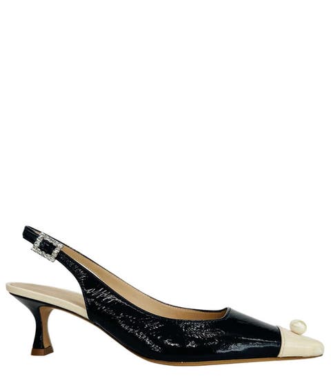 Kitten Heel Slingback with Pearl