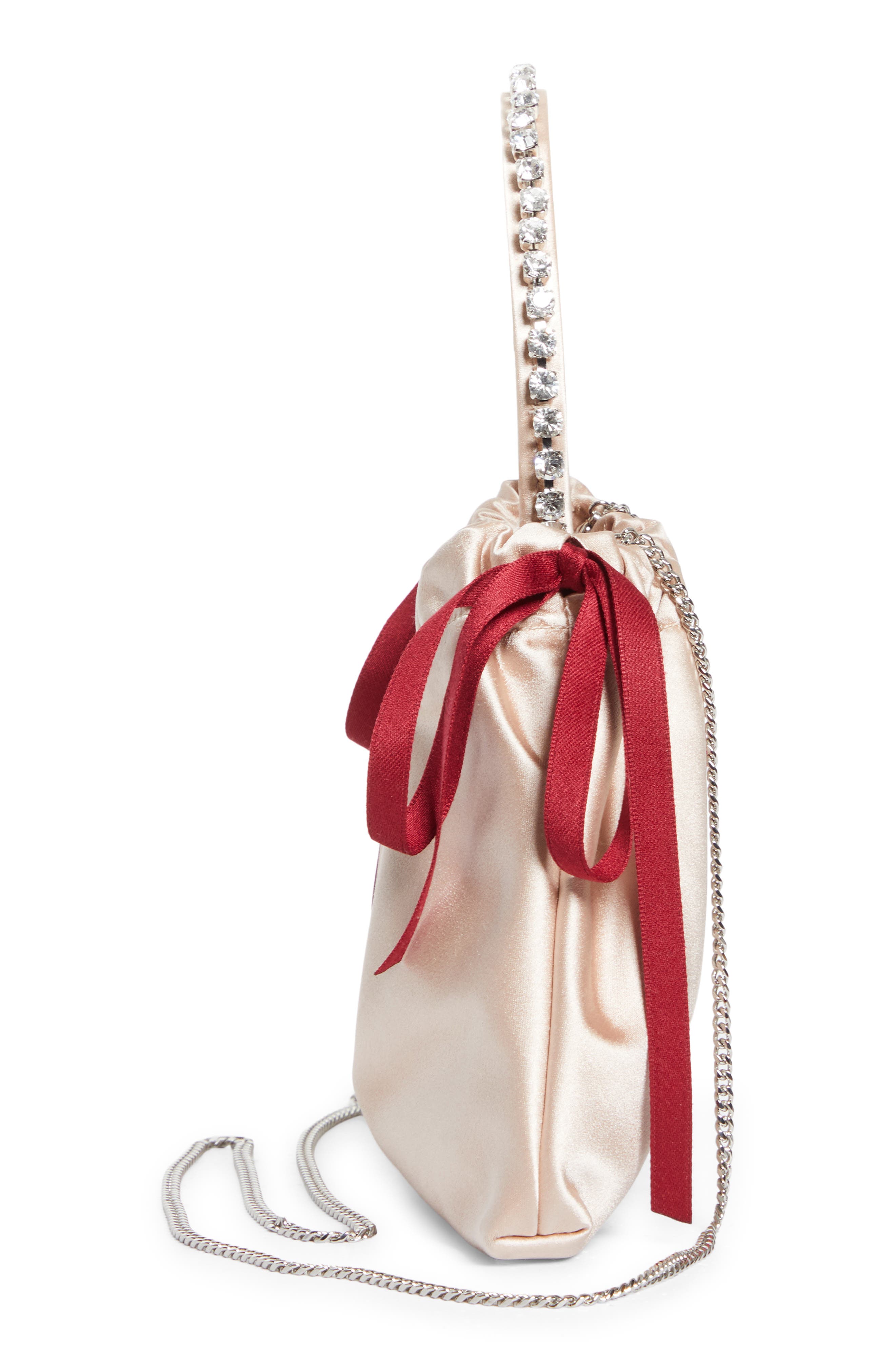 Jimmy Choo Mini Drawstring Top Handle Bag, Alternate, color, Macaron/ Ruby Red/ Silver