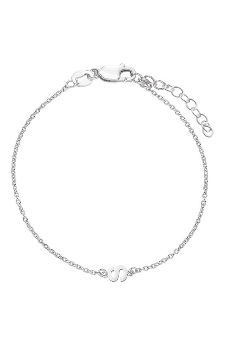 Oak & Luna Inez Initial Bracelet/Anklet in Sterling Silver, Main, color, Letter S