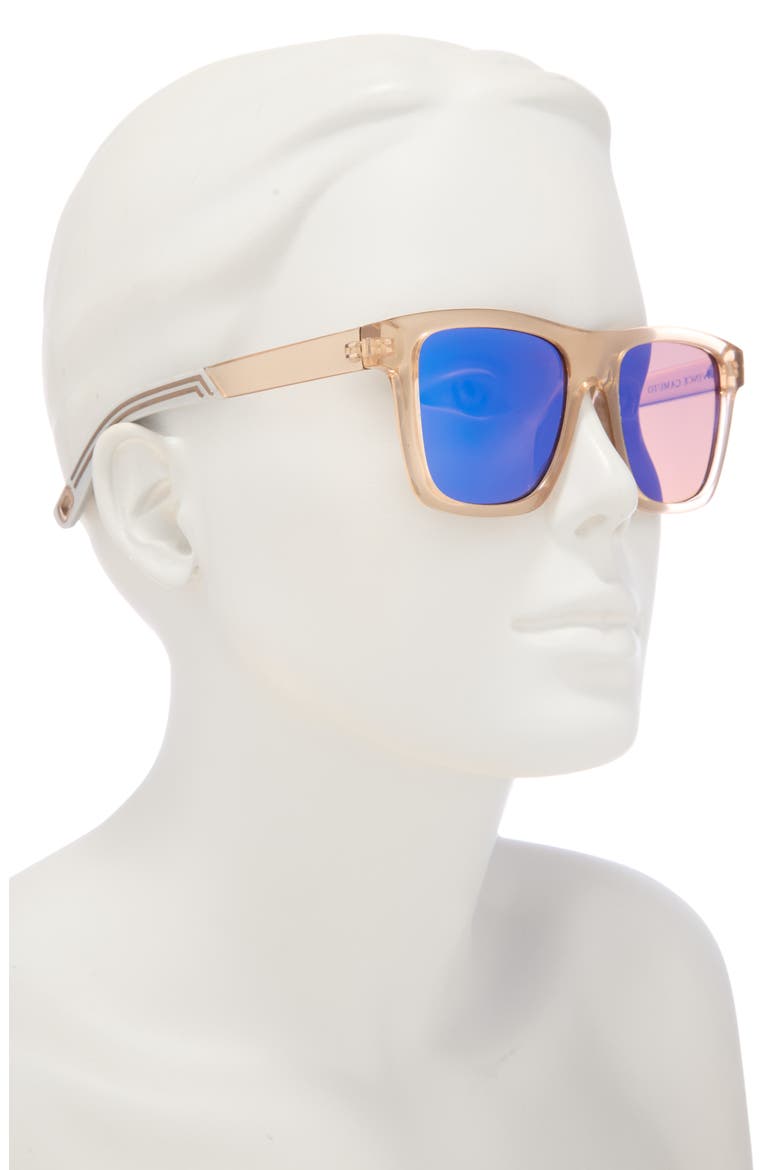 52mm Mirrored Square Sunglasses, Alternate, color, BROWN