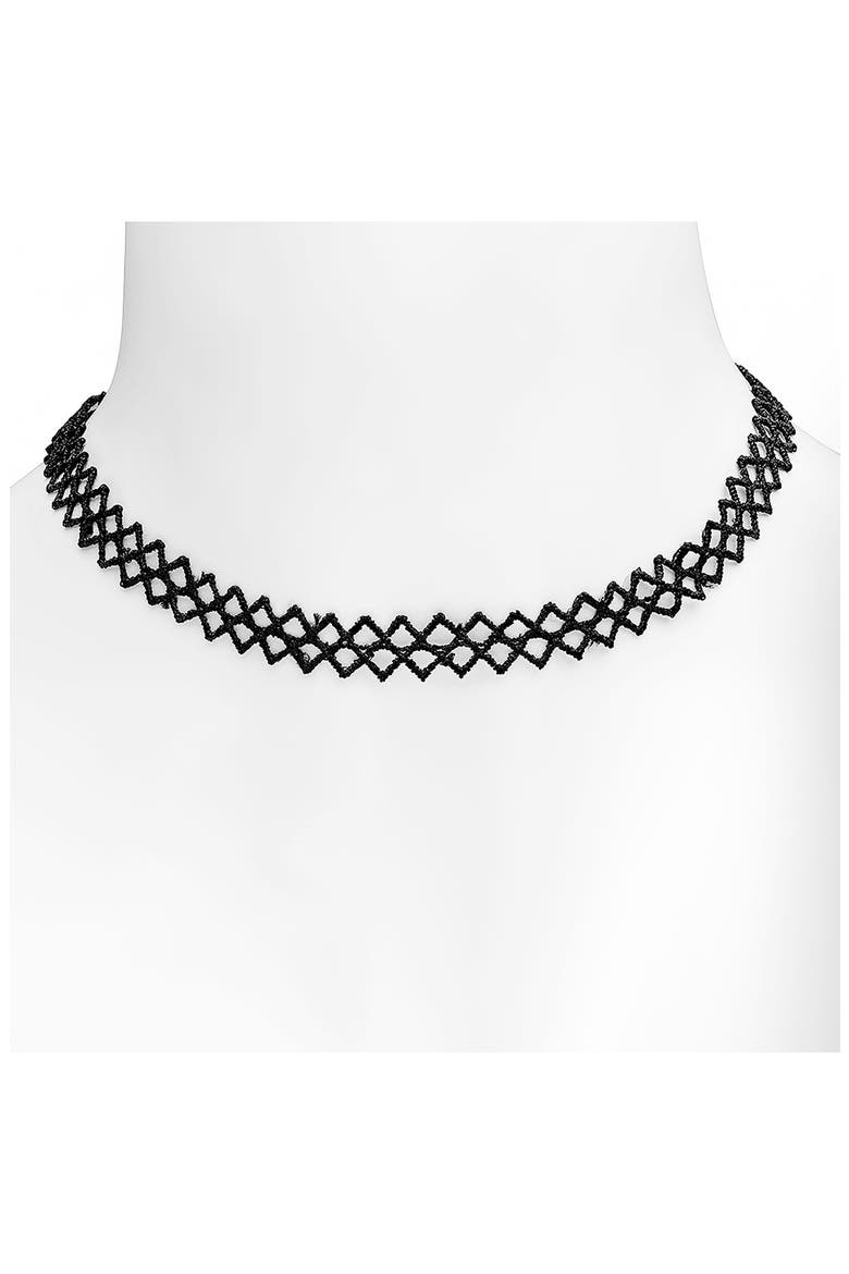 Lattice Choker Necklace, Alternate, color, BLACK