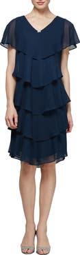 SL FASHIONS Georgette Tiered Chiffon Dress