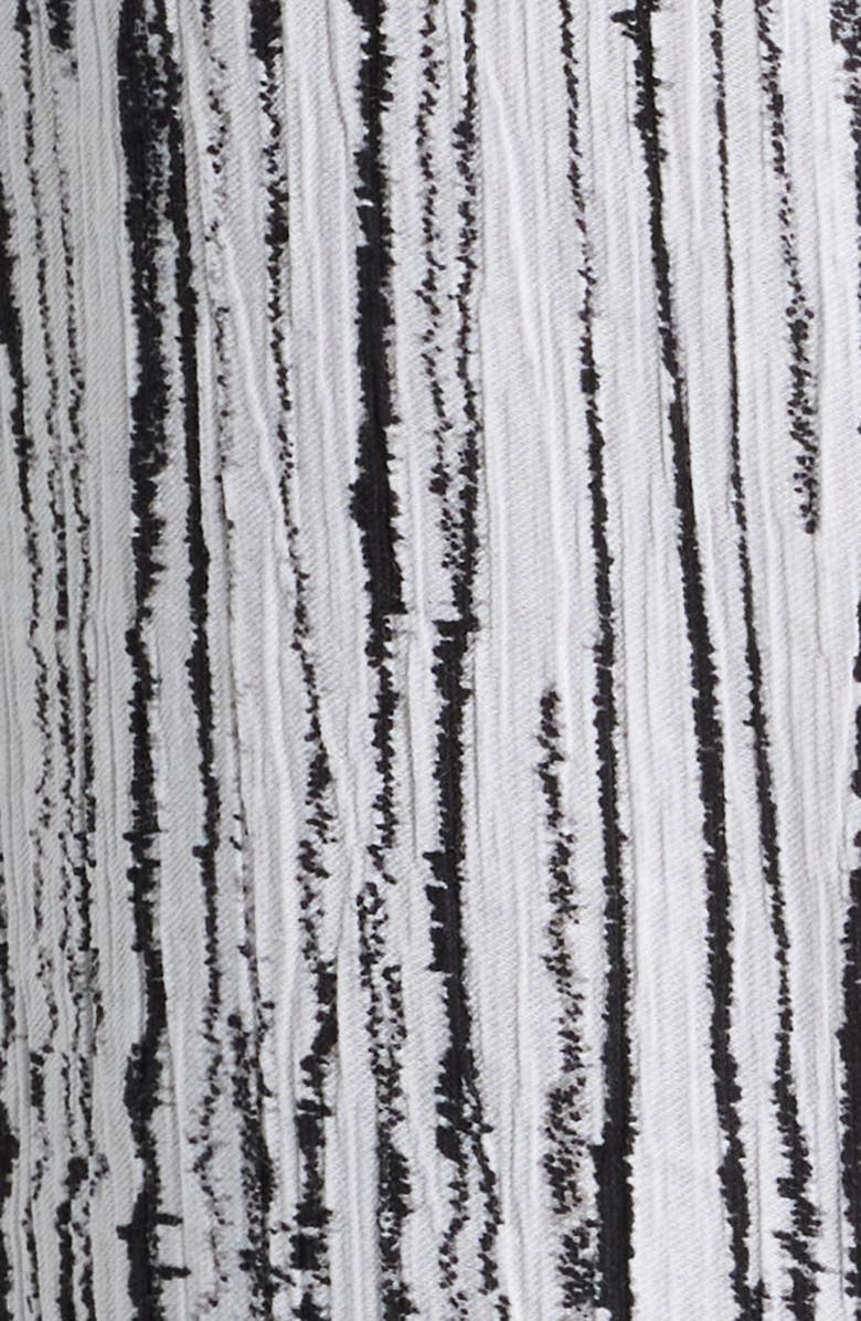 Open Edit Sizzle Stripe Short Sleeve Button-Up Shirt, Alternate, color, White- Black Sizzle Stripe