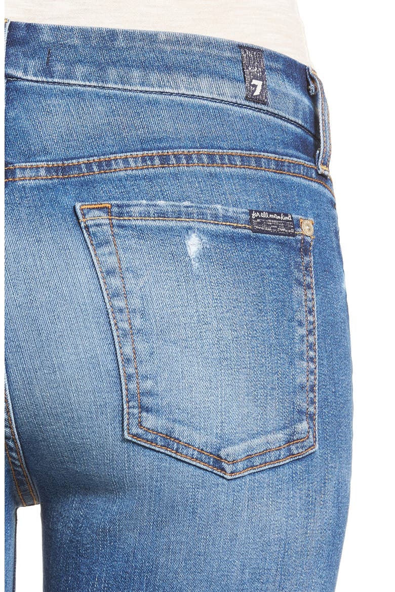 7 For All Mankind® Ankle Skinny Jeans, Alternate, color, LIGHT PATCH DENIM