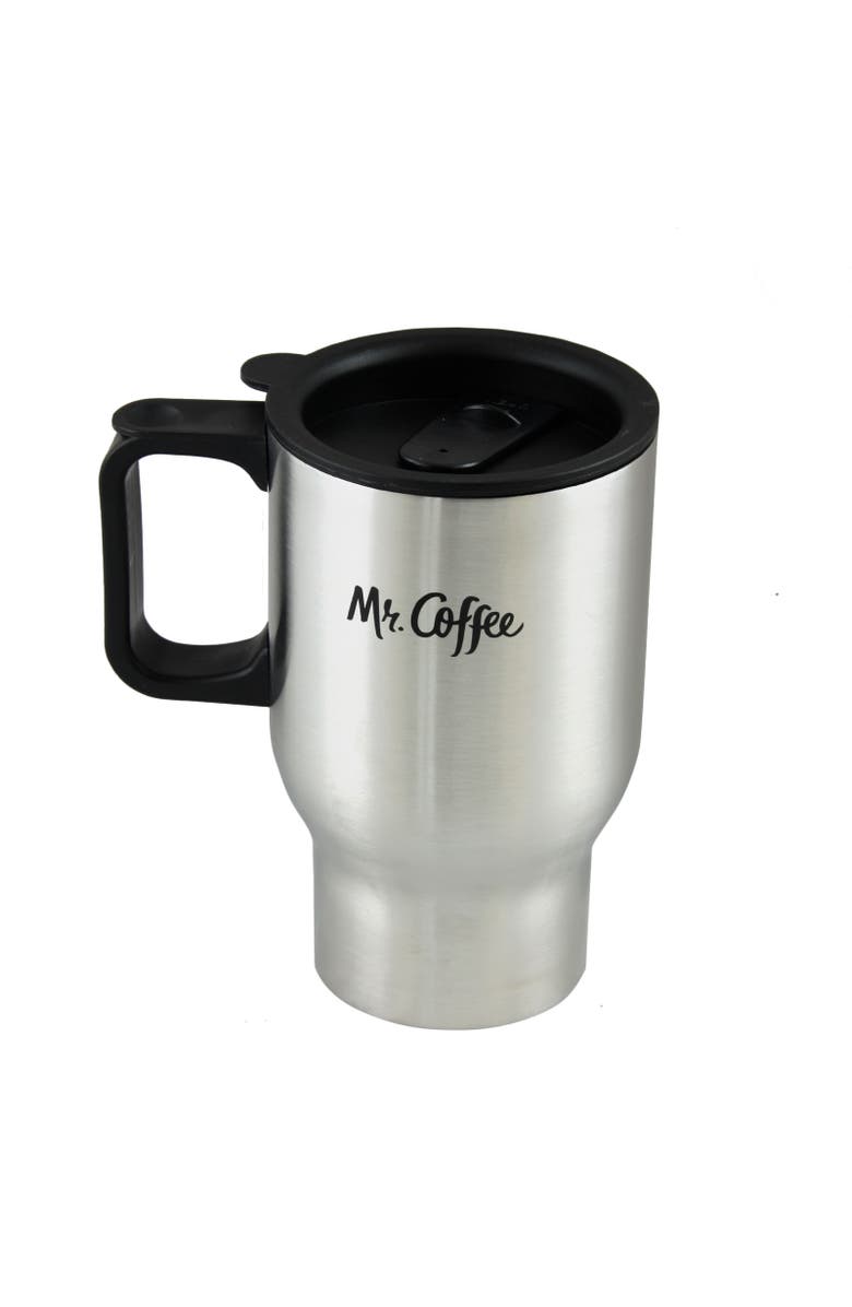 MR COFFEE Expressway 13.5 Ounce Stainless Steel Thermal Travel Mug Cup with Lid, Main, color, Metallic Silver