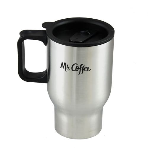 Mr Coffee Expressway 13.5 Ounce Stainless Steel Thermal Travel Mug Cup With Lid In Silver