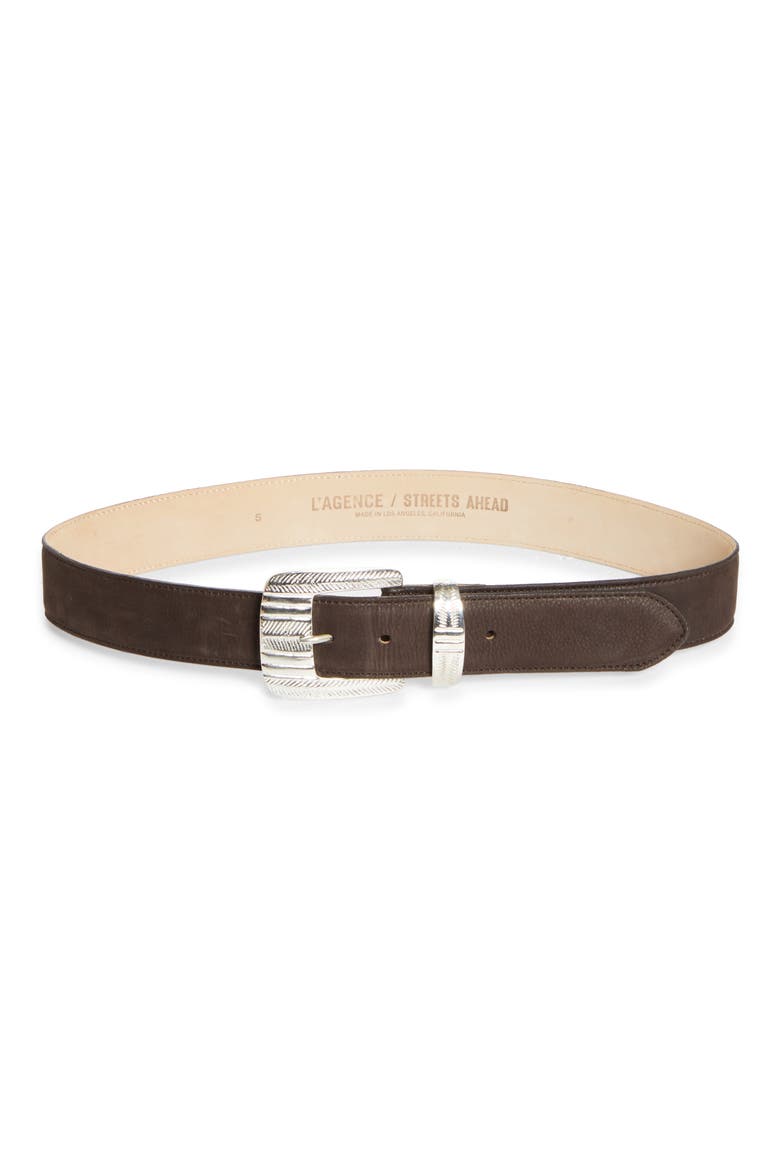 Aya Western Leather Belt, Main, color, CHOCOLATE BROWN