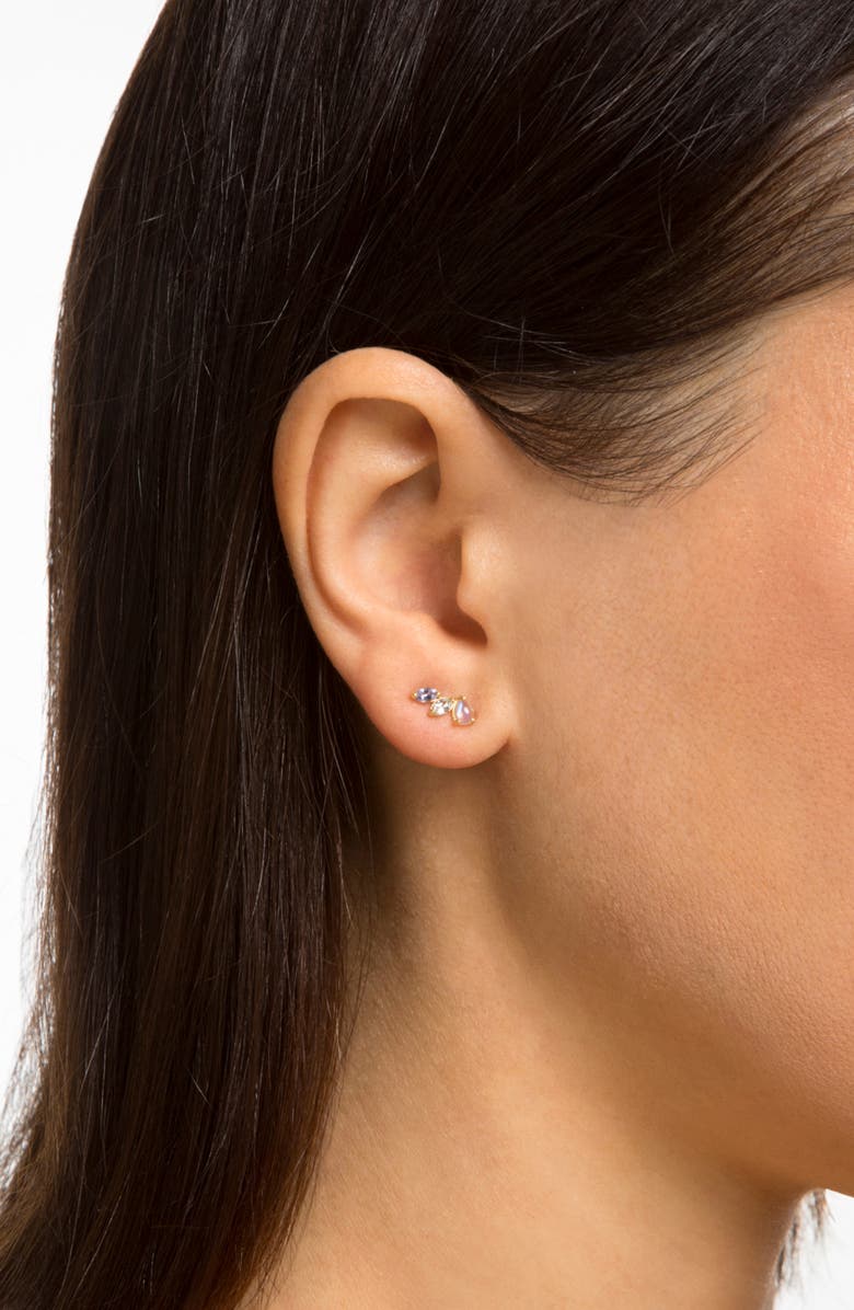 STONE AND STRAND Over the Moon Gemstone Stud Earrings, Alternate, color,