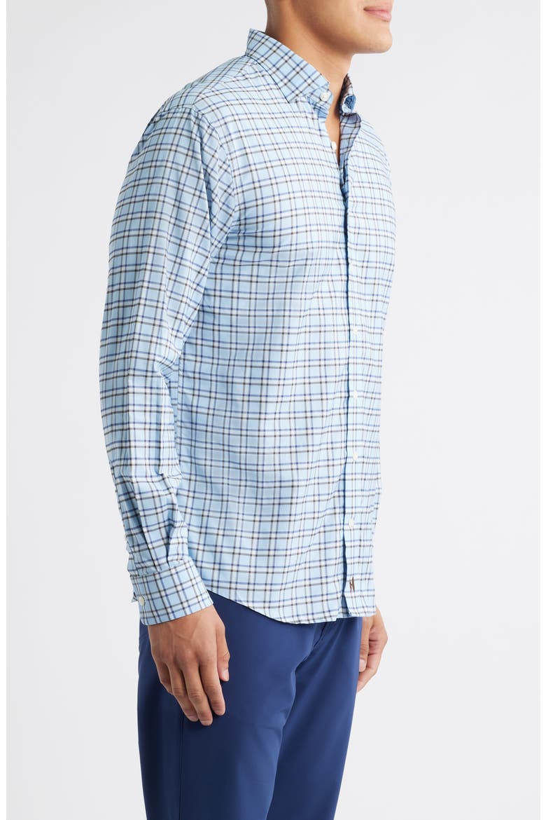 Jaden Check Stretch Button-Up Shirt, Alternate, color, MALIBLU