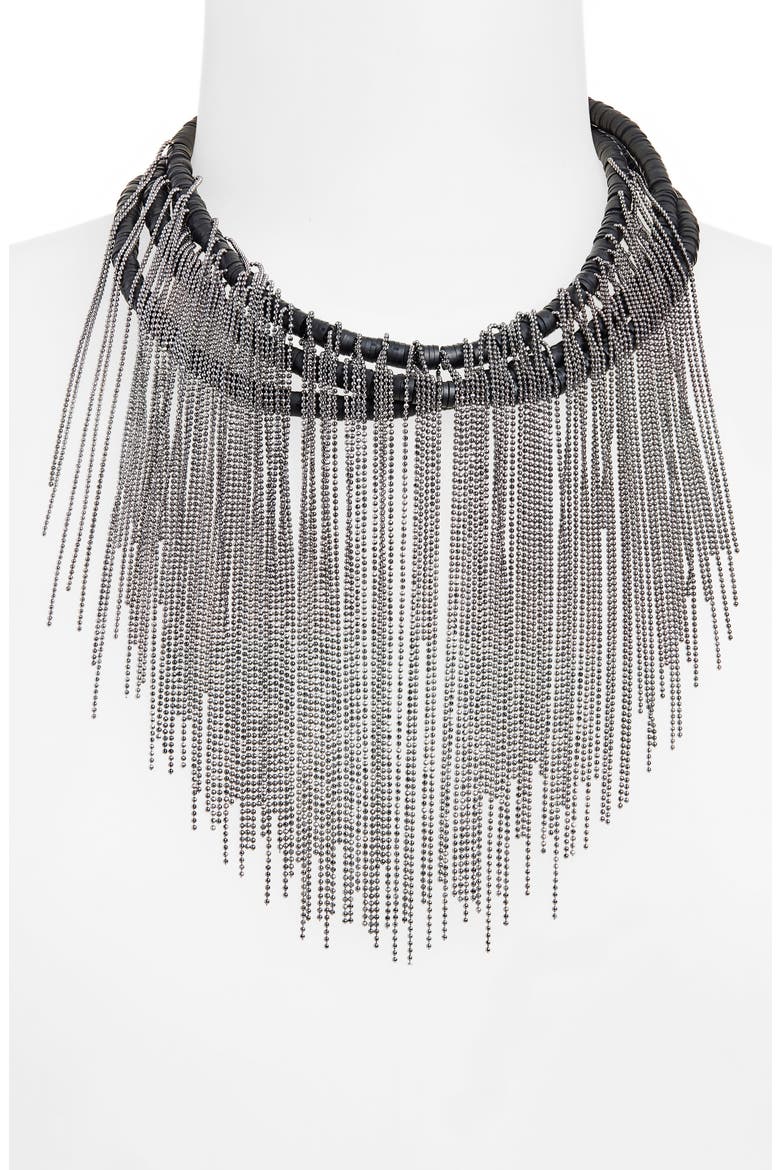 Fringe Multi Strand Collar Necklace, Alternate, color, BLACK