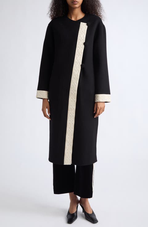 Florian Embroidered Trim Wool & Cashmere Blend Coat