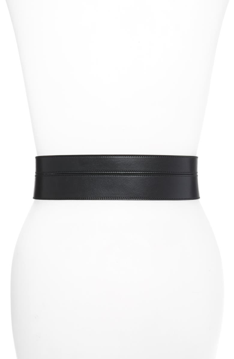 McQueen Alexander McQueen Double Long Calfskin Belt, Alternate, color,