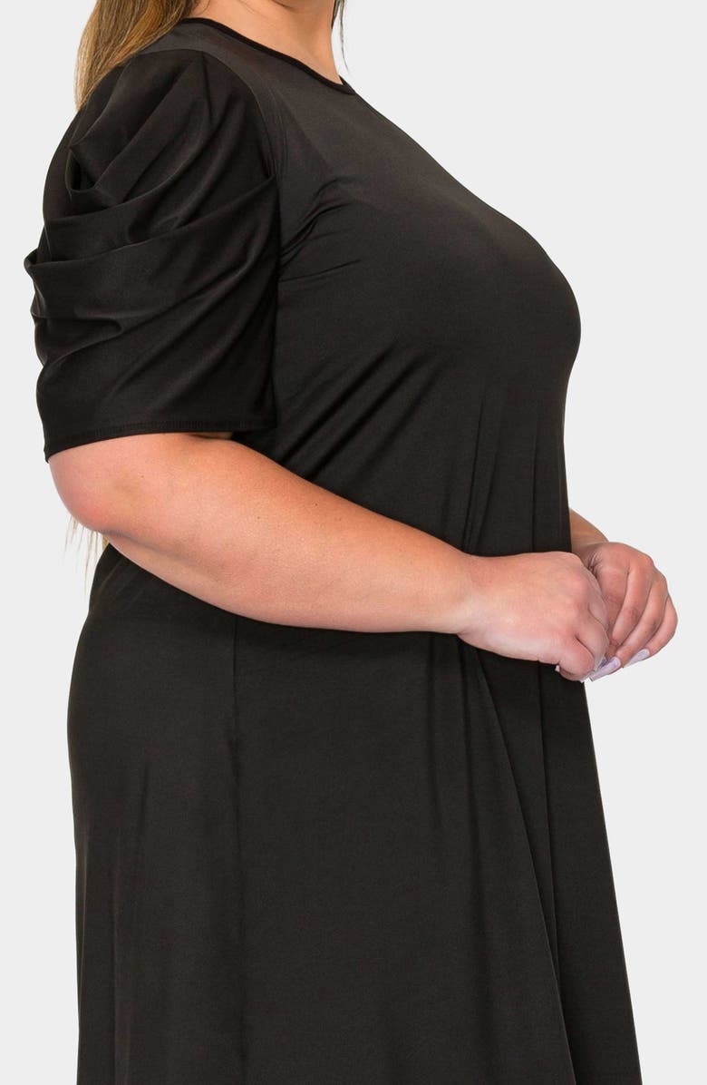 L I V D Aleyna Puff Sleeve A-Line Dress, Alternate, color, Black