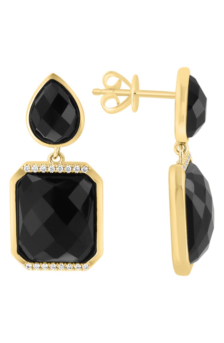 EFFY 14K Gold Diamond & Onyx Drop Earrings, Alternate, color, 