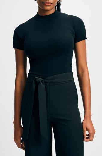 Mock Neck Short Sleeve Sweater