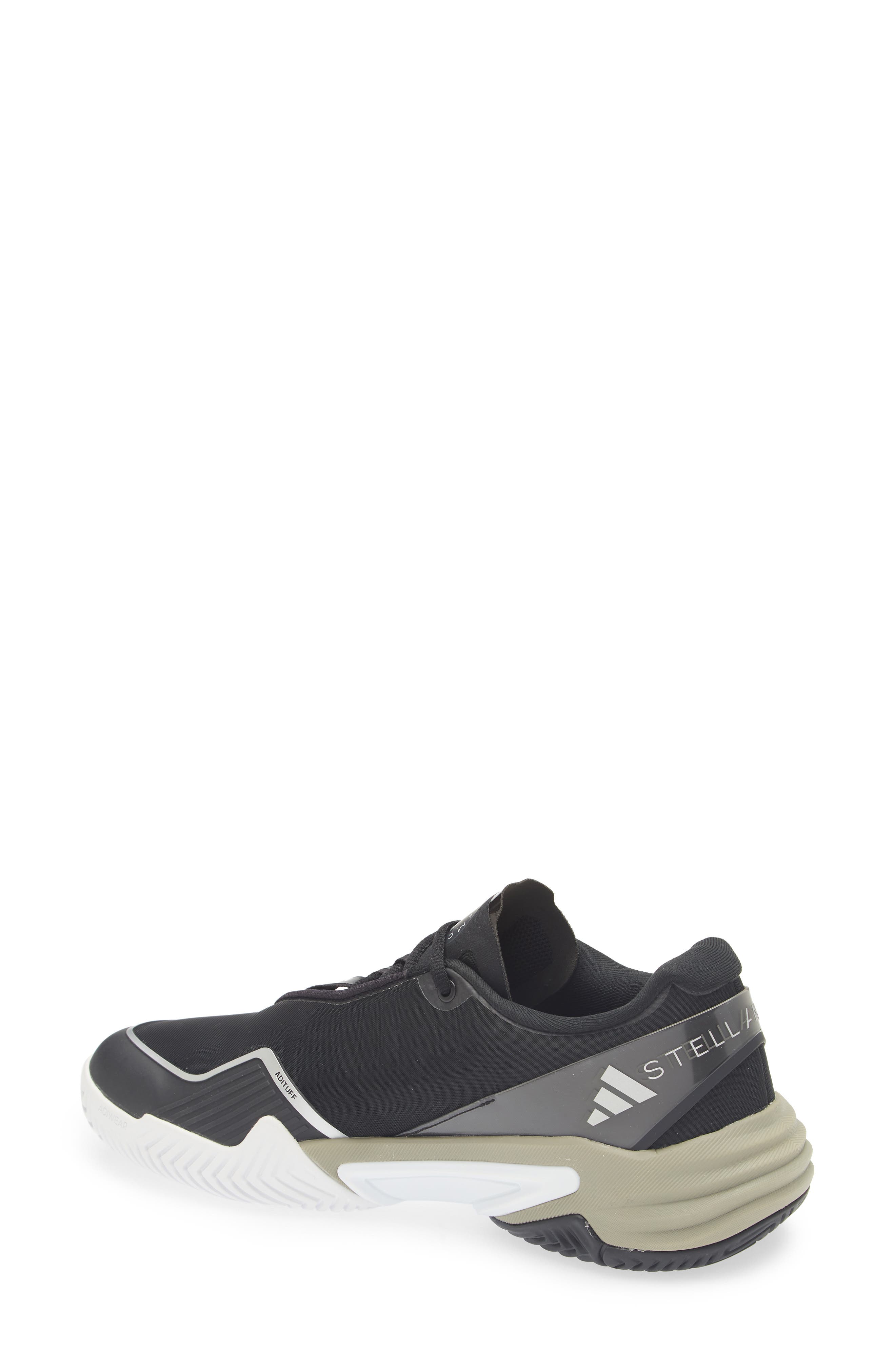 adidas by Stella McCartney Barricade Tennis Sneaker, Alternate, color, Black/ Silver/ Almond Milk