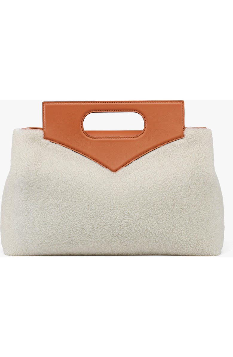 MCM Soft Diamond Shoulder Bag in Shearling and Leather, Alternate, color, White