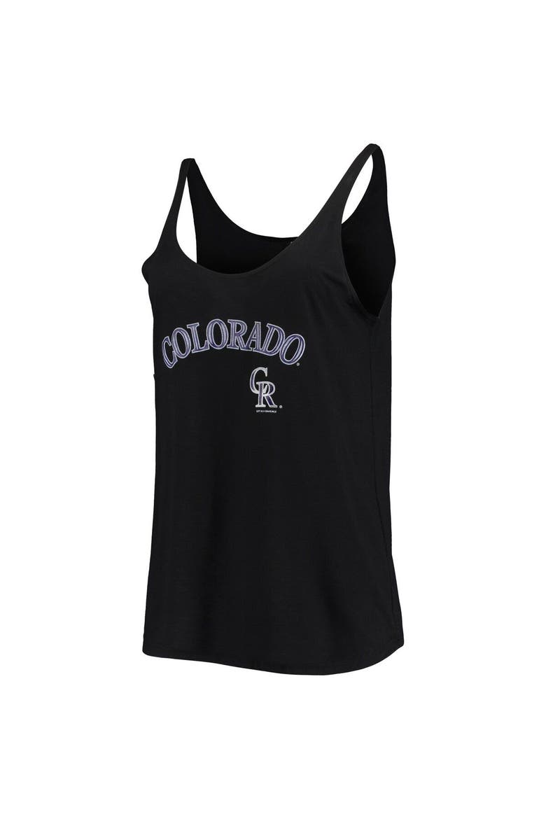 Women's Soft as a Grape Black Colorado Rockies Slouchy Tank Top, Alternate, color, Black