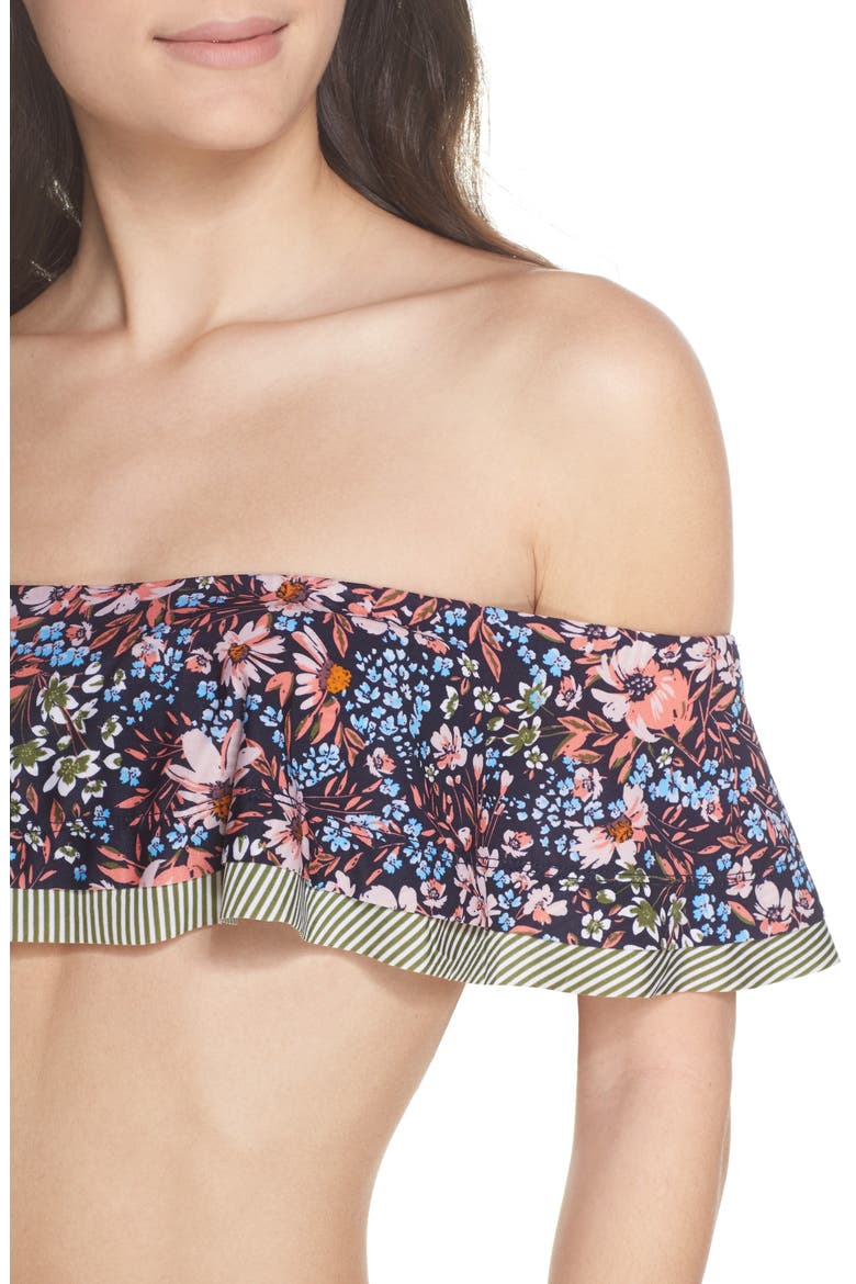 BCA Enchanted Print Off the Shoulder Bikini Top, Alternate, color, OLIVE MULTI