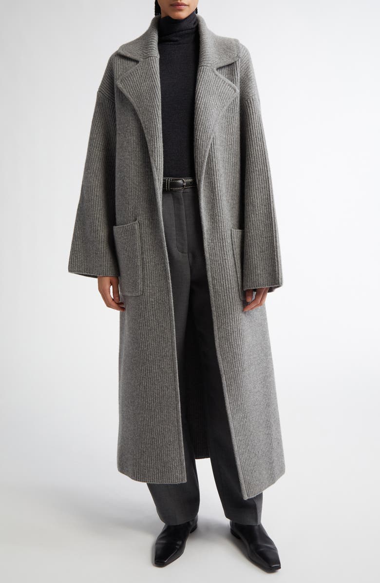 TOTEME Wool Blend Rib Cardigan Coat, Main, color,