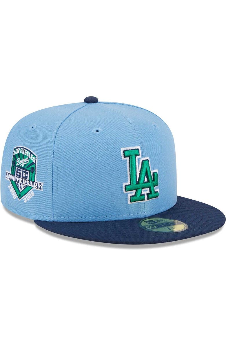 New Era Men's New Era Light Blue/Navy Los Angeles Dodgers Green Undervisor 59FIFTY Fitted Hat, Main, color, Light Blue